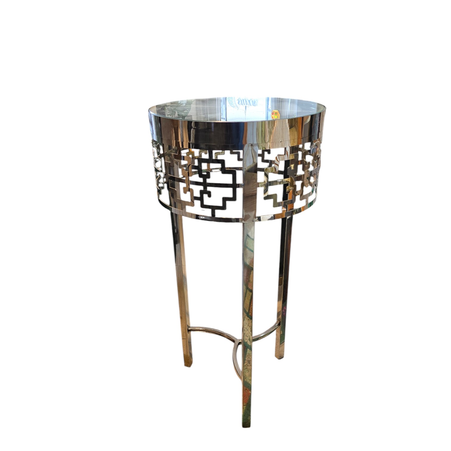 Mesa auxiliar acero y cristal CNME02