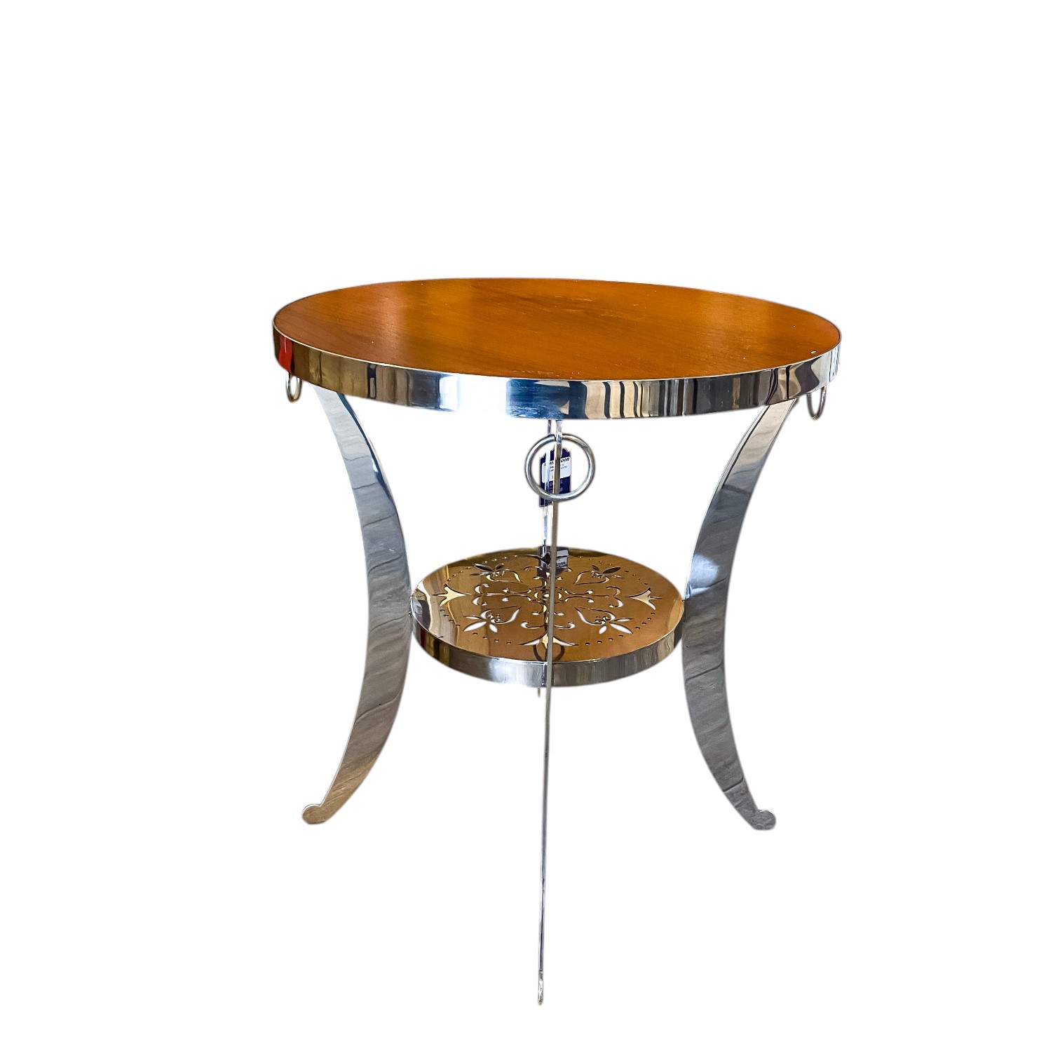 Mesa auxiliar redonda madera y acero CNM26