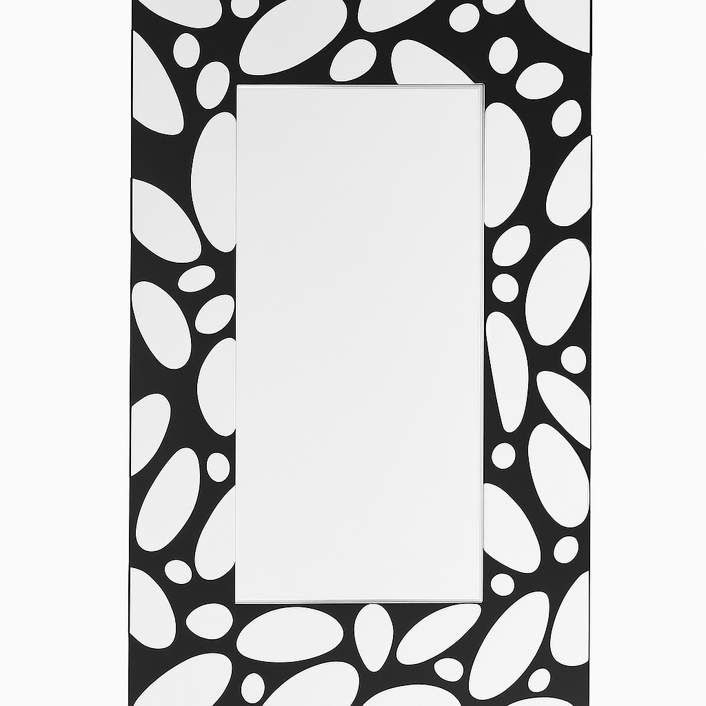 Espejo decorativo rectangular negro plateado