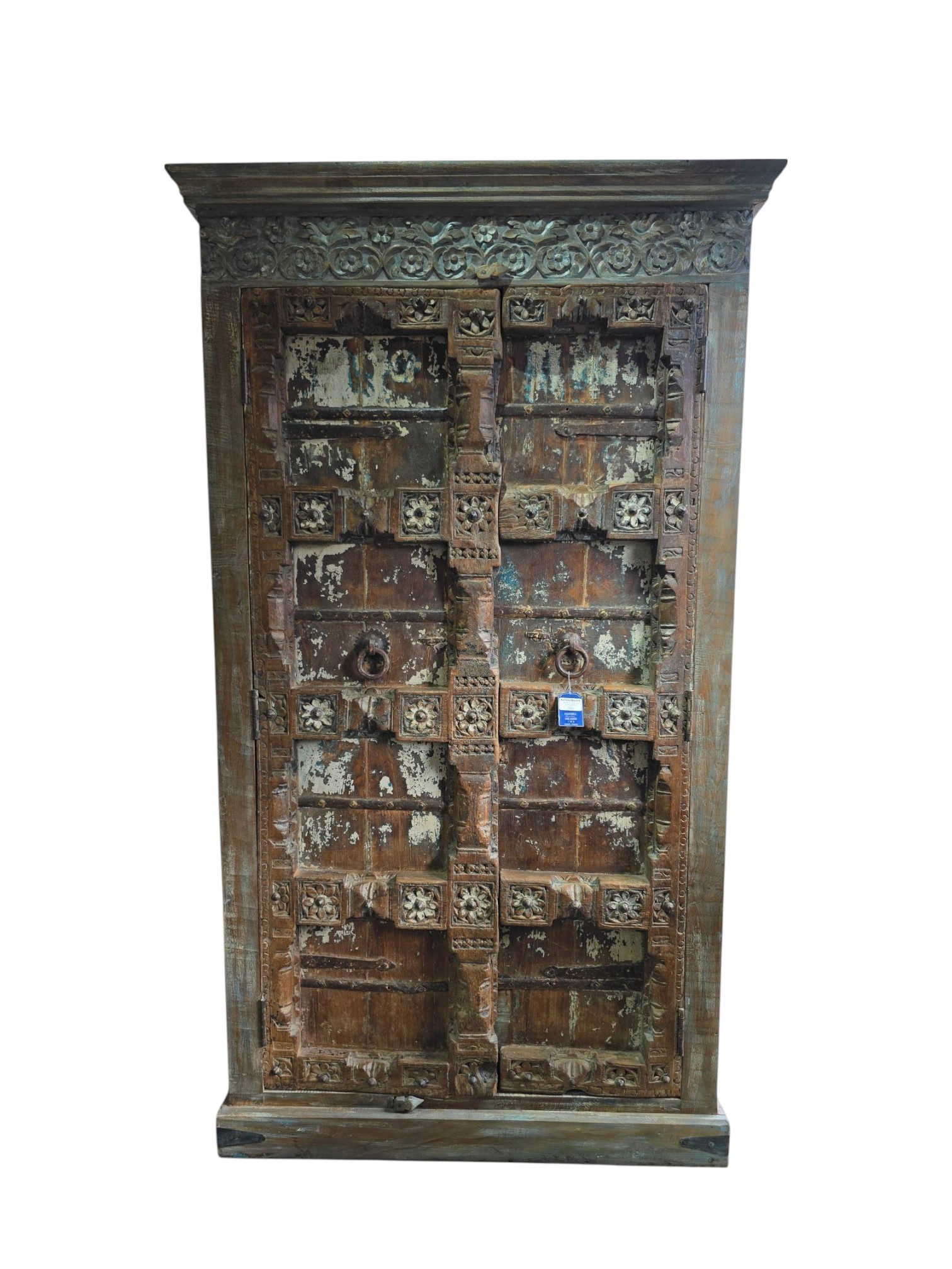 India mueble madera puertas verdes envejecidas INMU1701