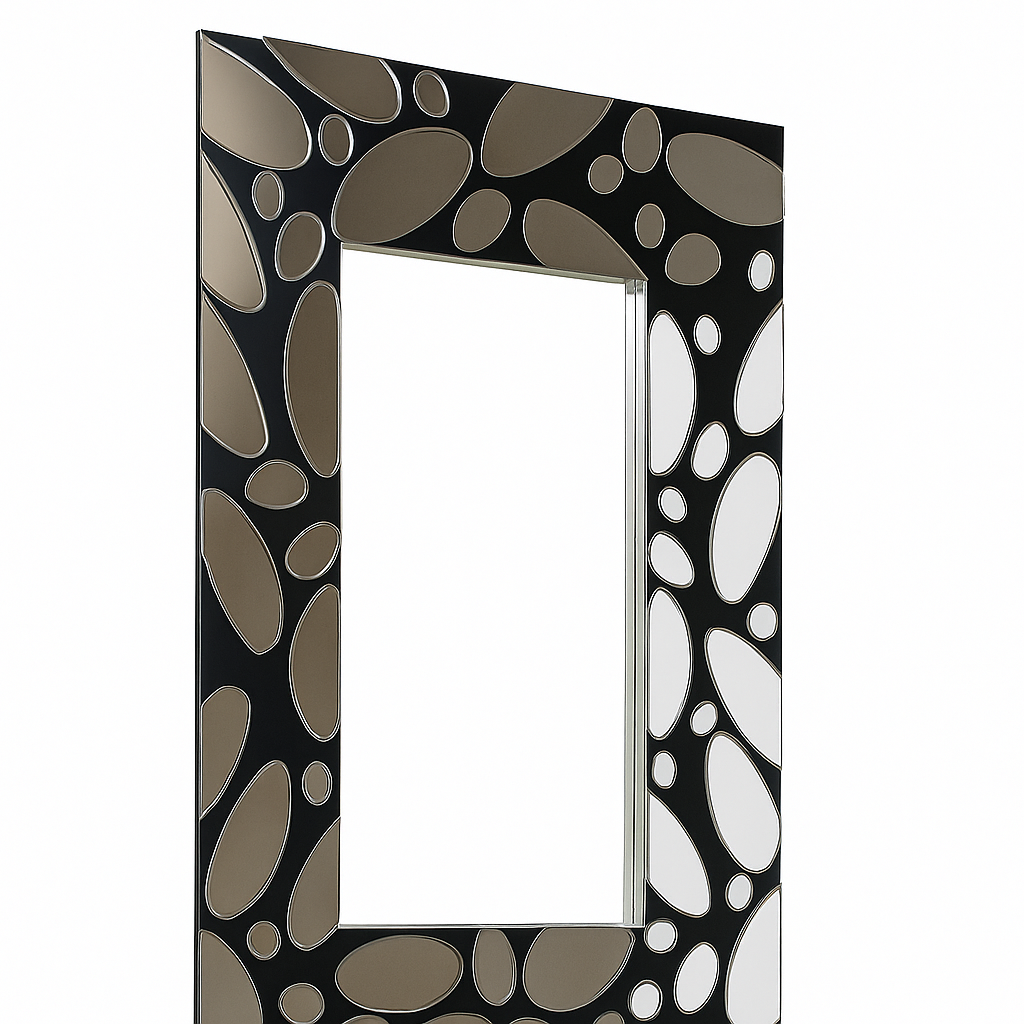 Espejo decorativo rectangular negro plateado
