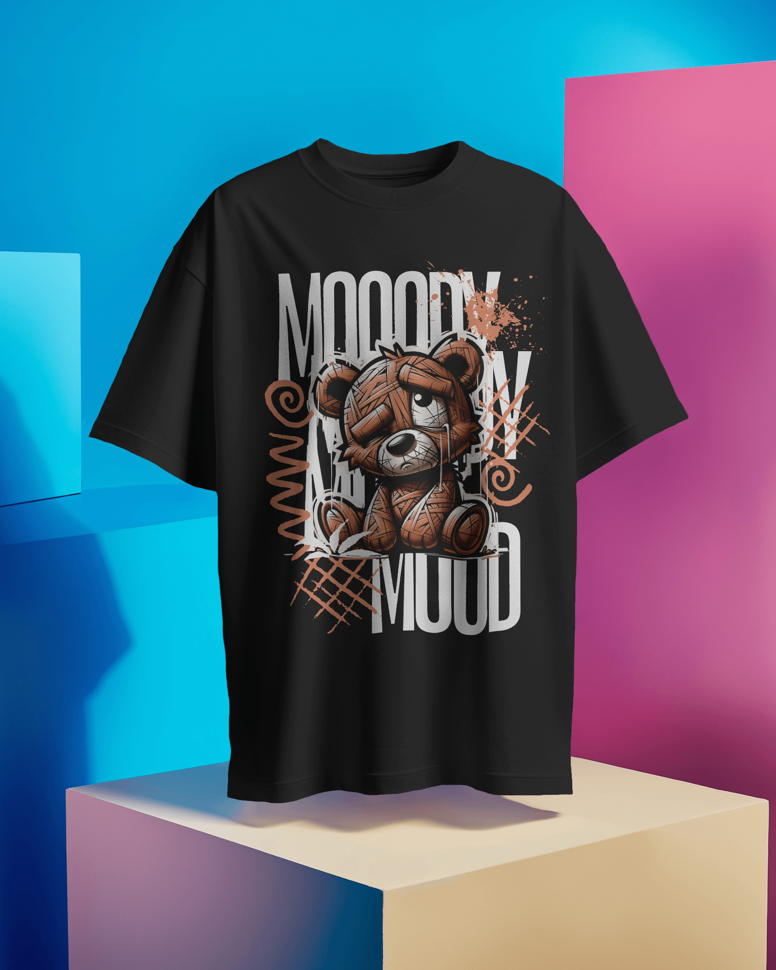 Moody Mood Bear Oversized T-Shirt