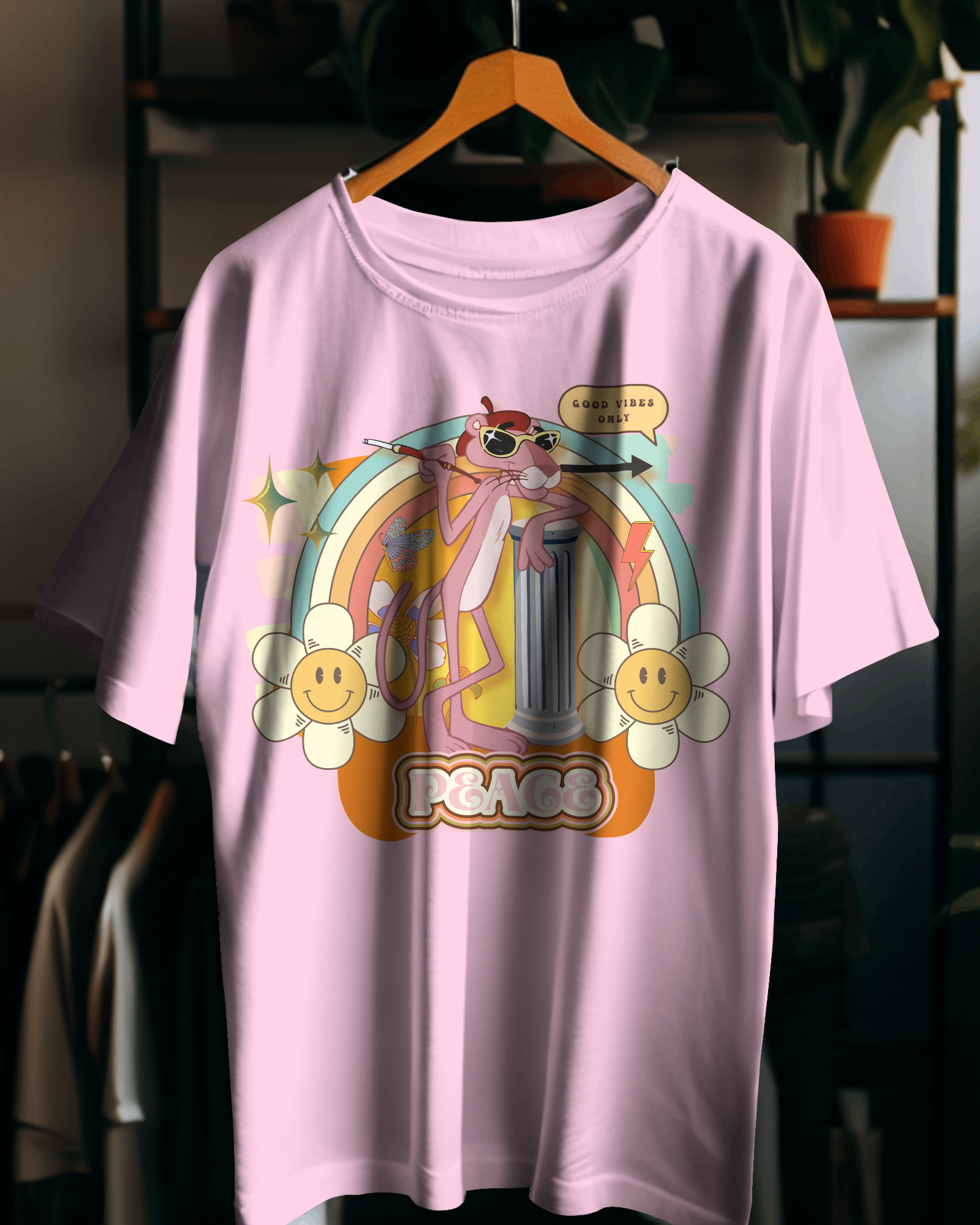 Pink Panther Retro Oversized  T-Shirt