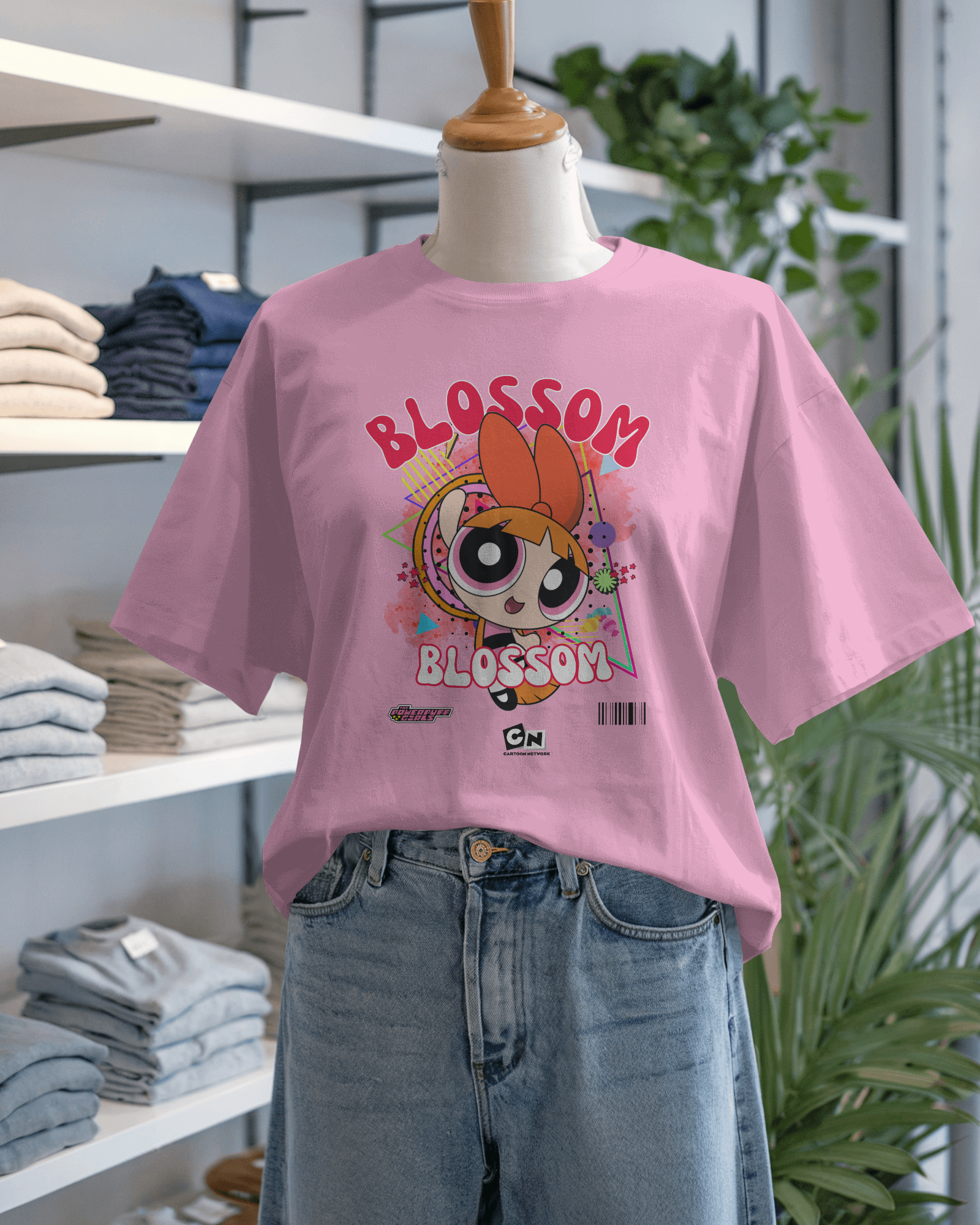 Blossom Cartoon Oversized T-Shirt