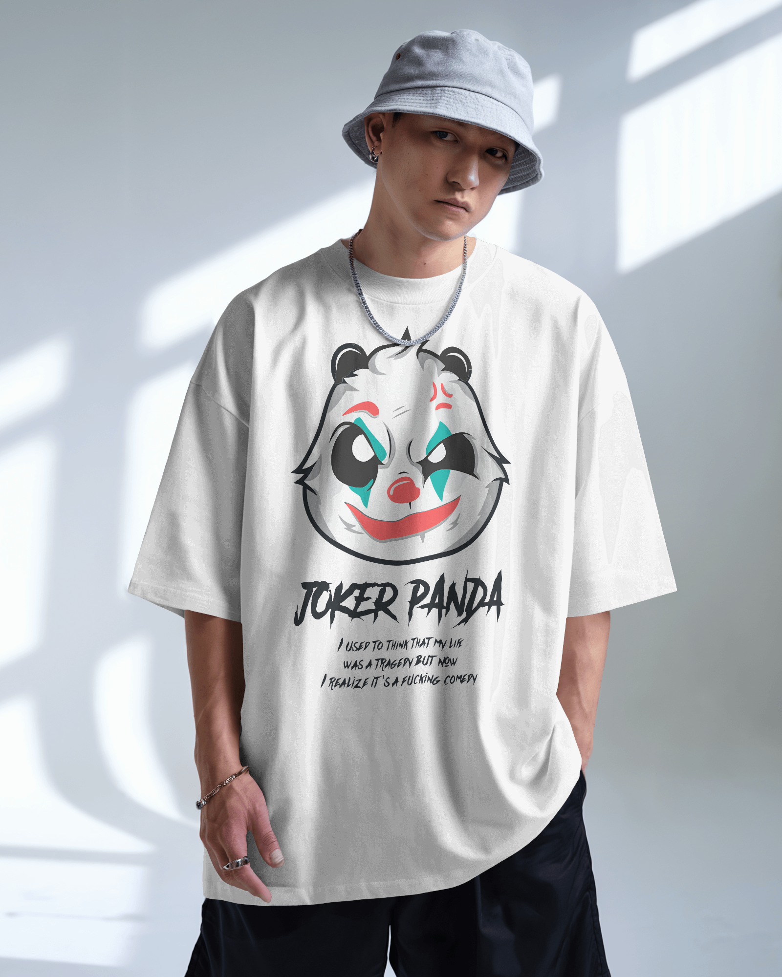Joker Panda Graphic Oversized  T-Shirt