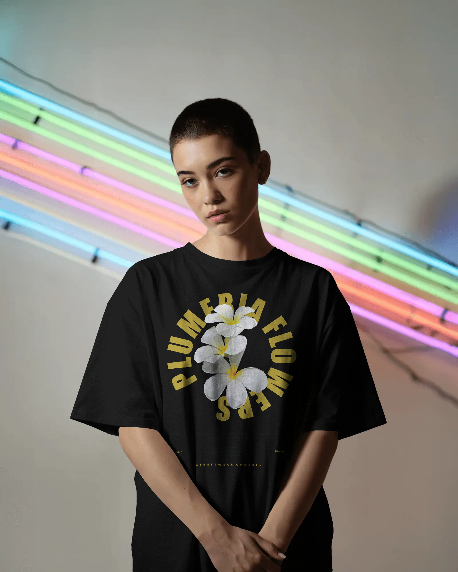 Plumeria Flowers Oversized T-Shirt