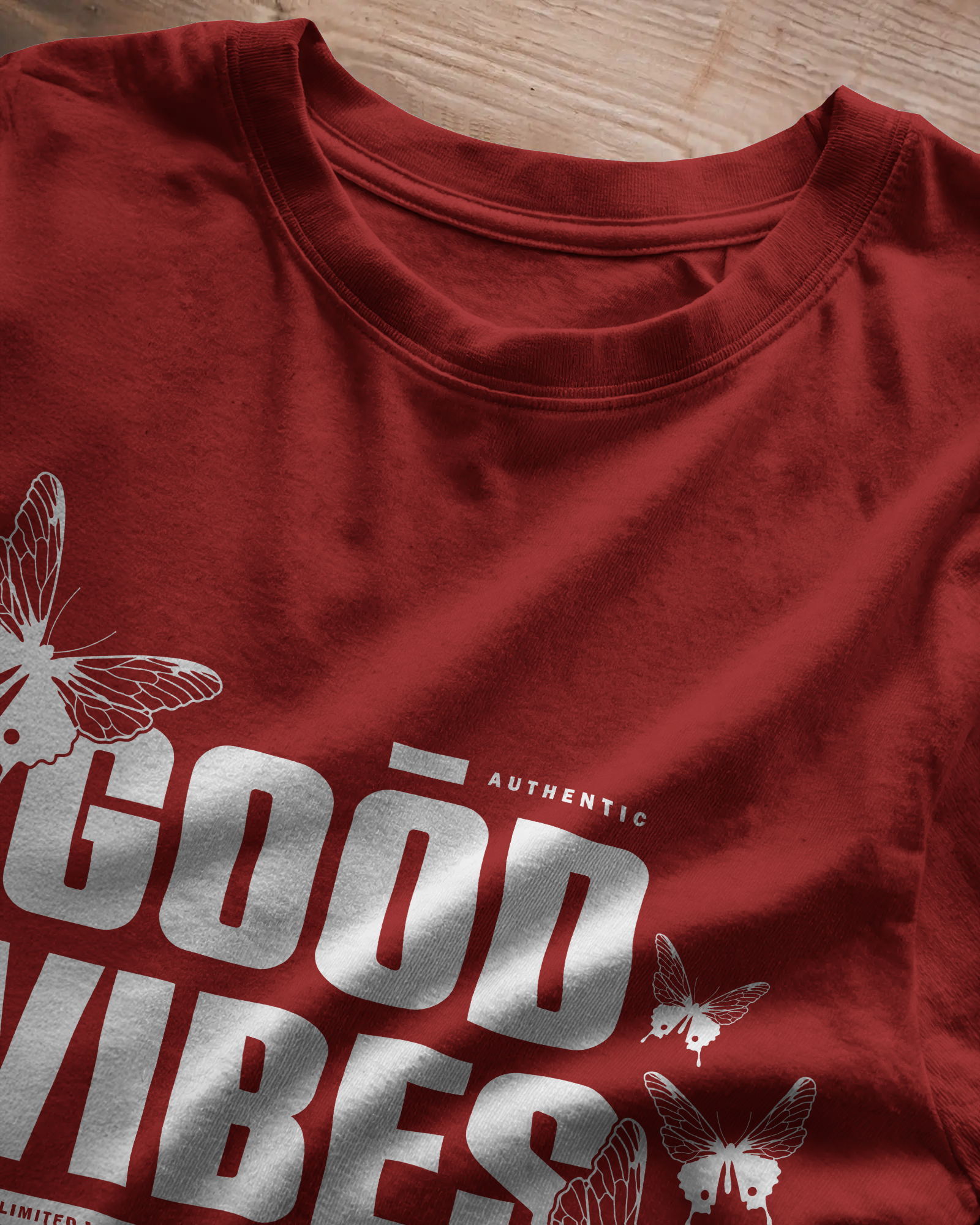 Red 'Good Vibes'  Oversized T-Shirt