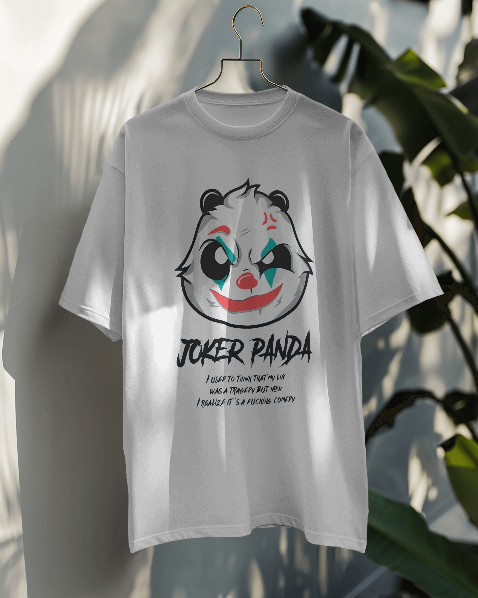 Joker Panda Graphic Oversized  T-Shirt