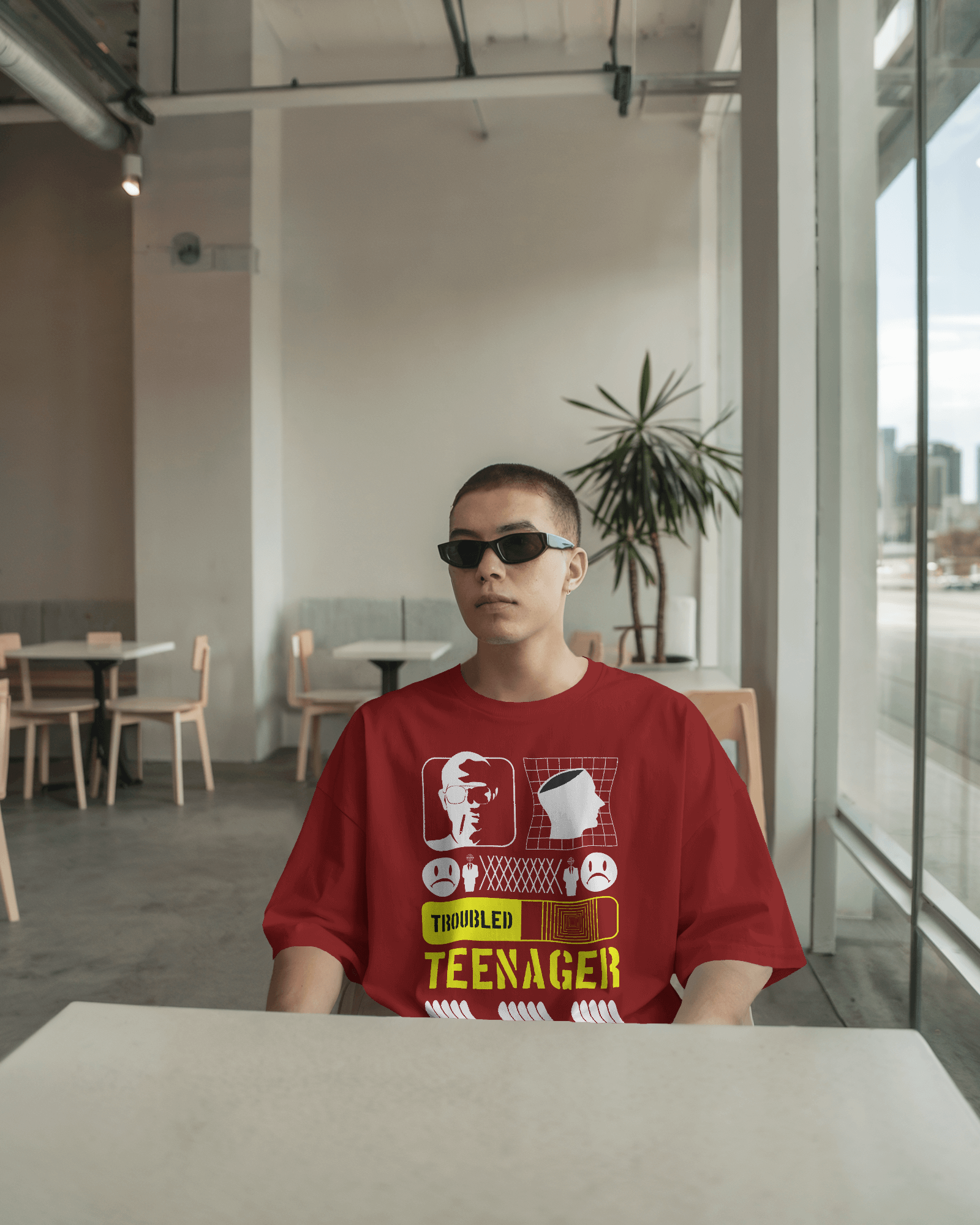 Troubled Teenager Graphic Oversized T-Shirt