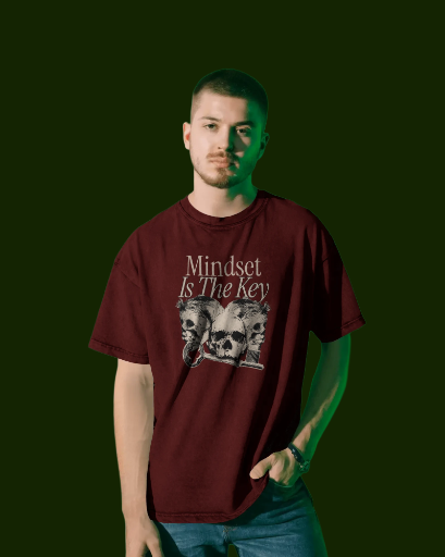 Red / Maroon Mindset Is The Key Oversized T-Shirt