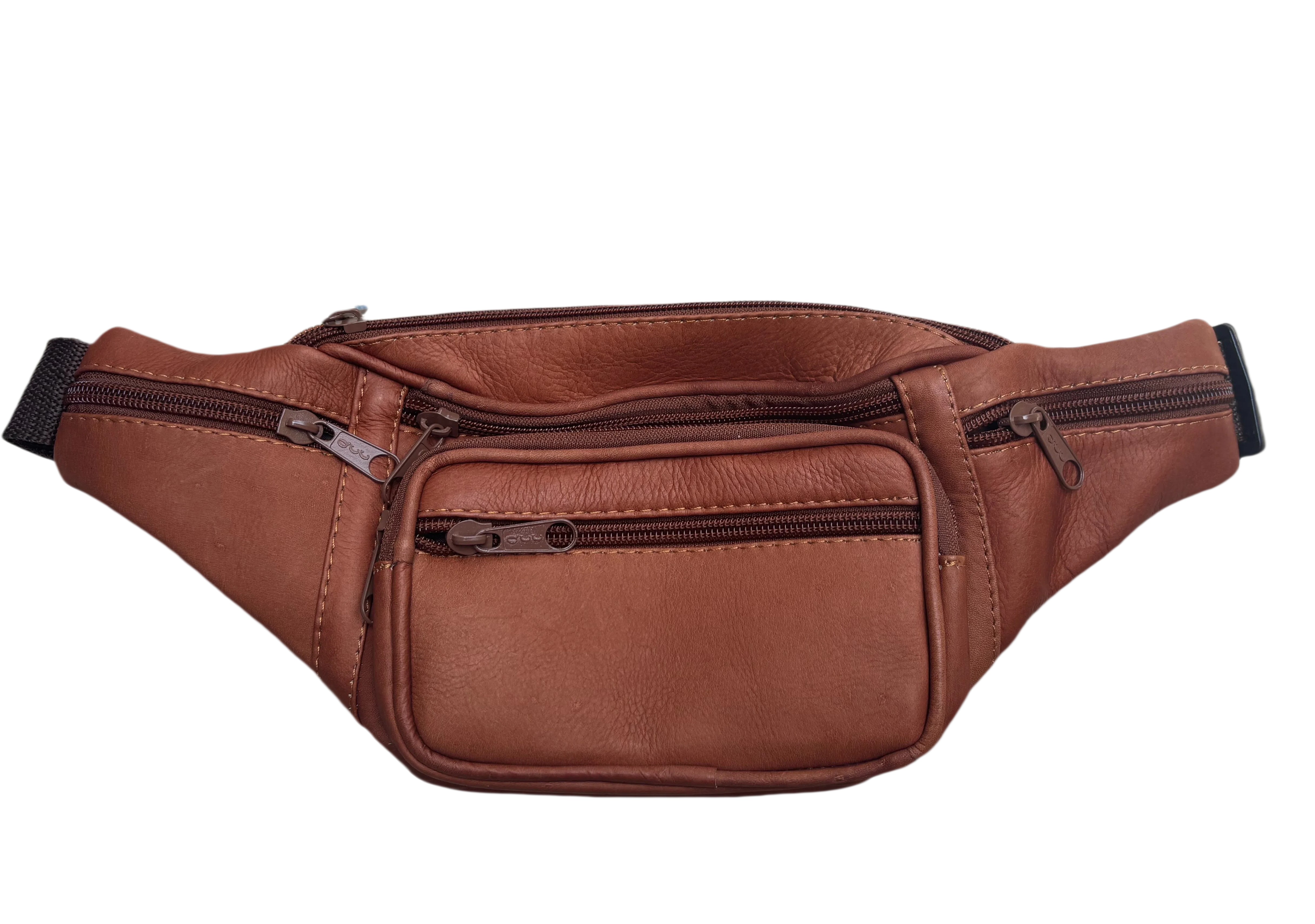 Brown Leather Waist Bag Canguro