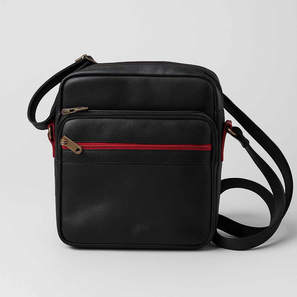 Black Leather 100% Crossbody Bag