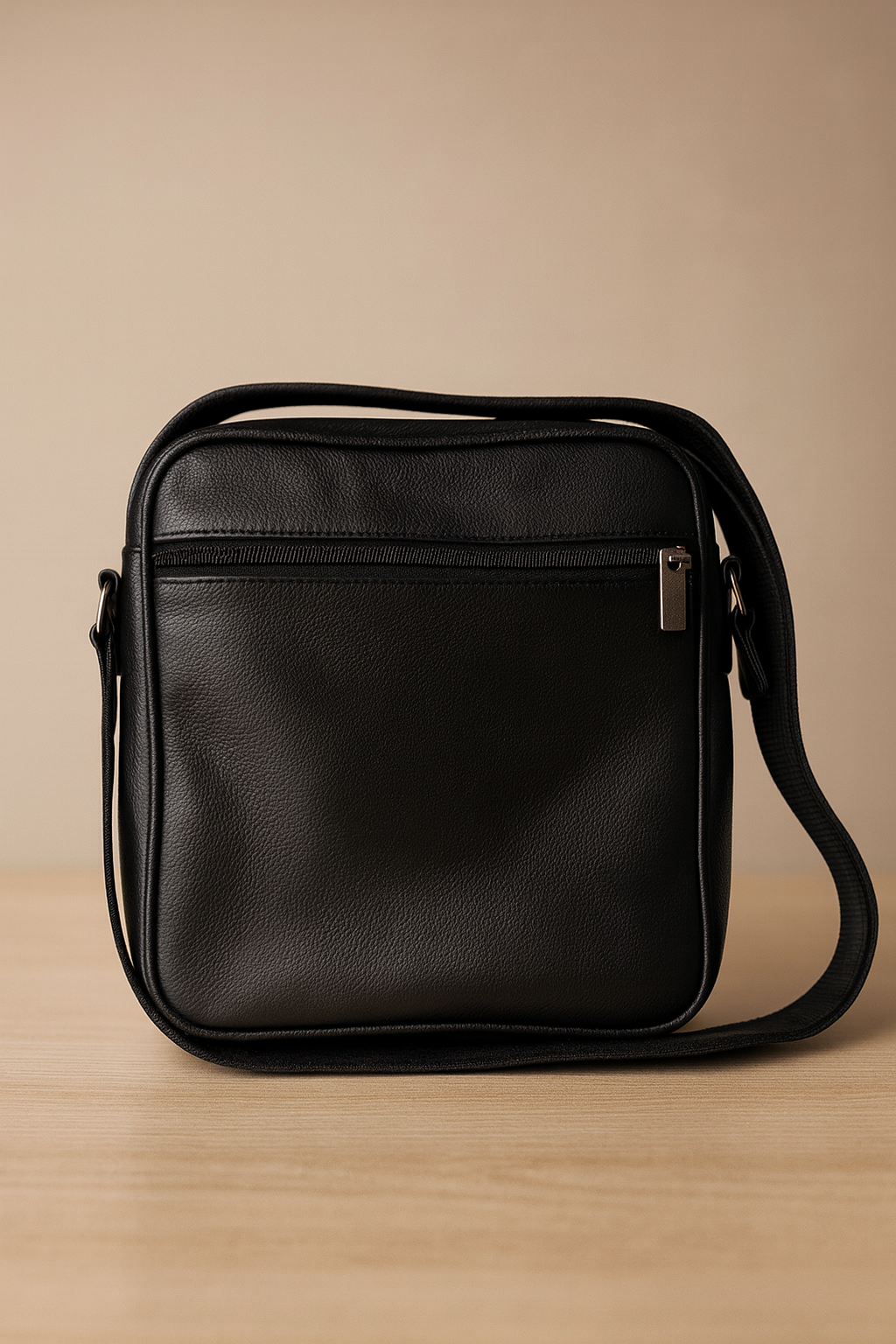 Black Leather 100% Crossbody Bag