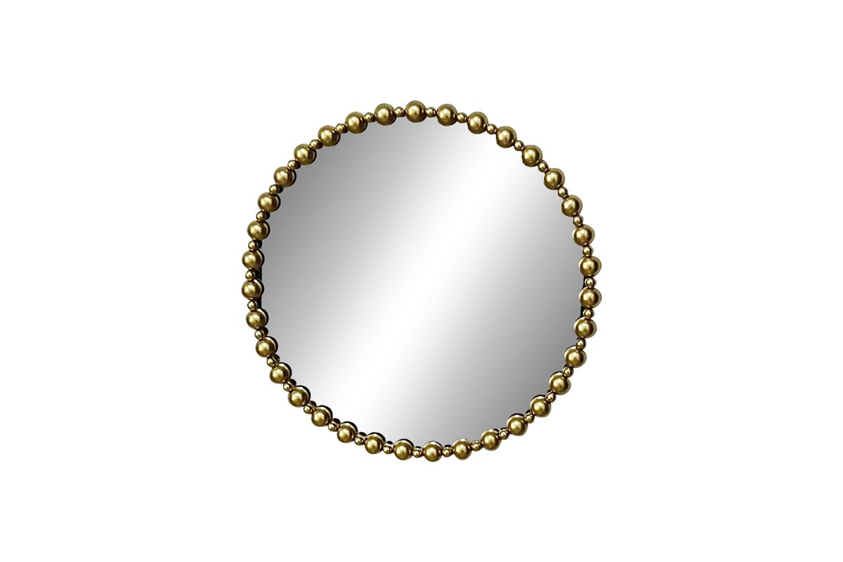 Round Gold-Beaded Mirror