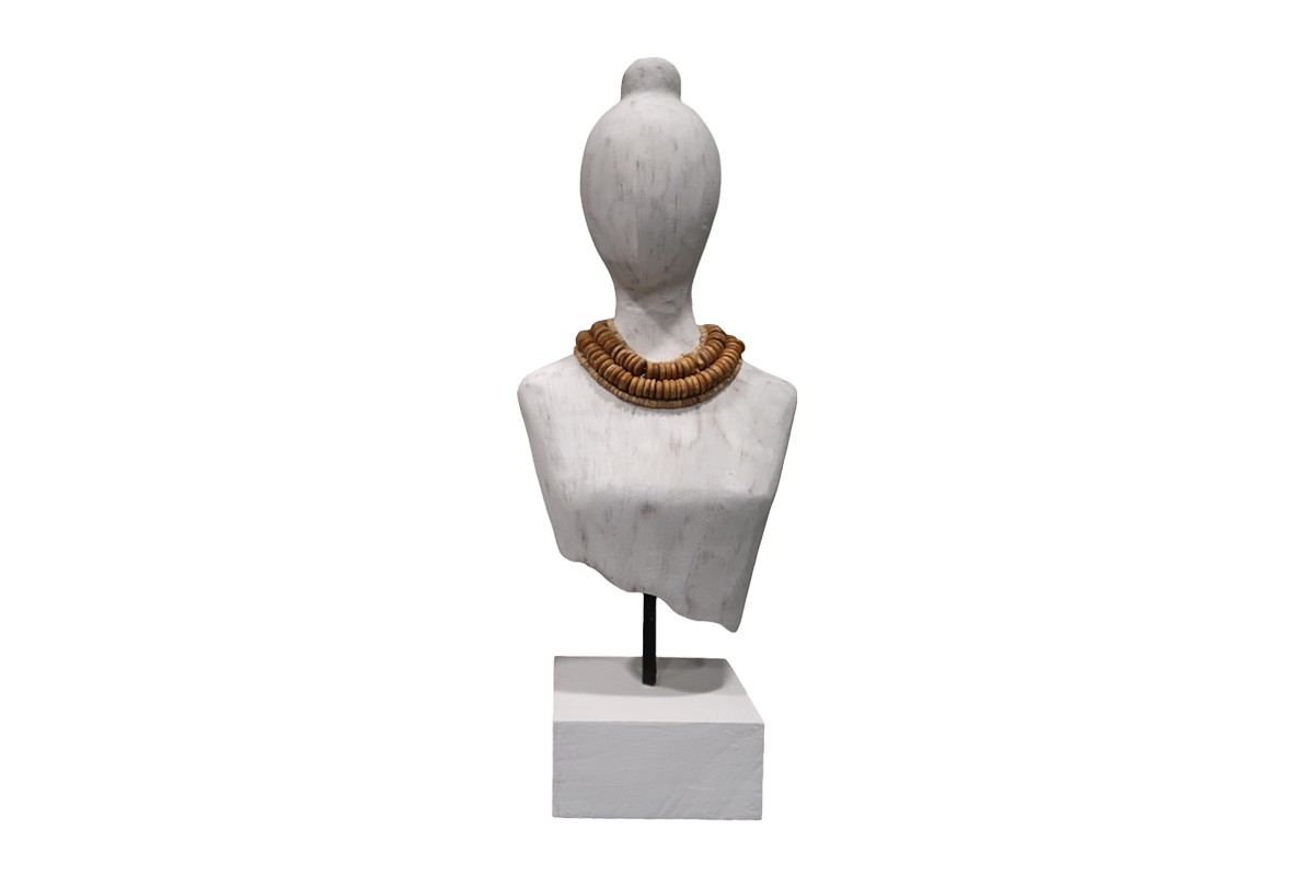 Handcrafted Wooden Necklace Woman Bust