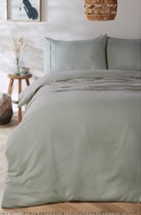 Pintuck Sage Green Duvet Cover Set 