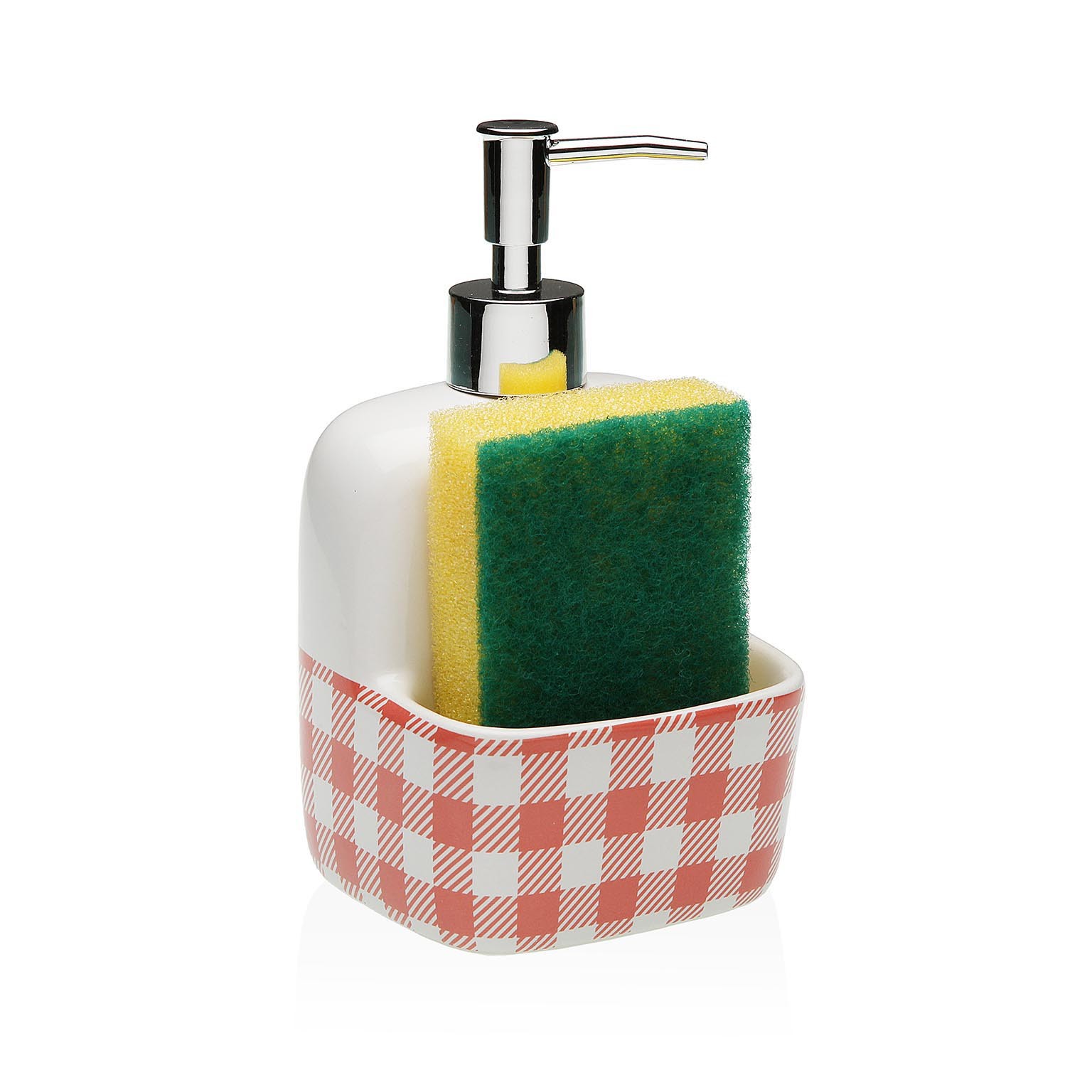 Checkered Soap Dispenser with Sponge Holder