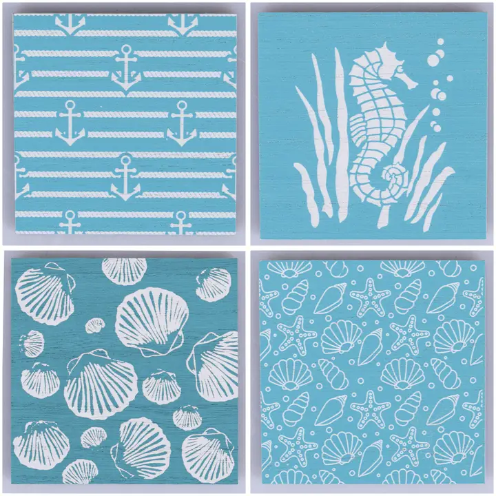 Set of Nautical-Themed Wooden Coasters 