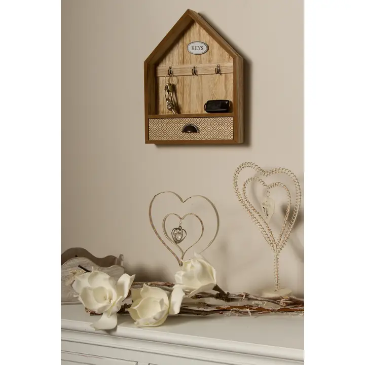 Wooden Key Holder with Drawer