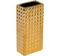 Golden Geometric Ceramic Vase