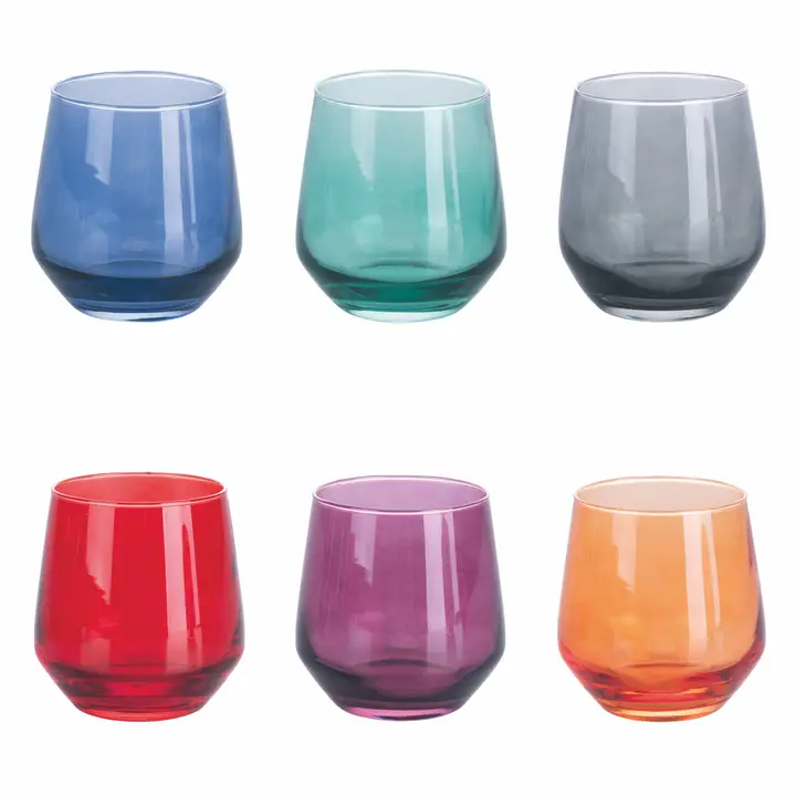 Set of 6 Colored Drinking Glasses