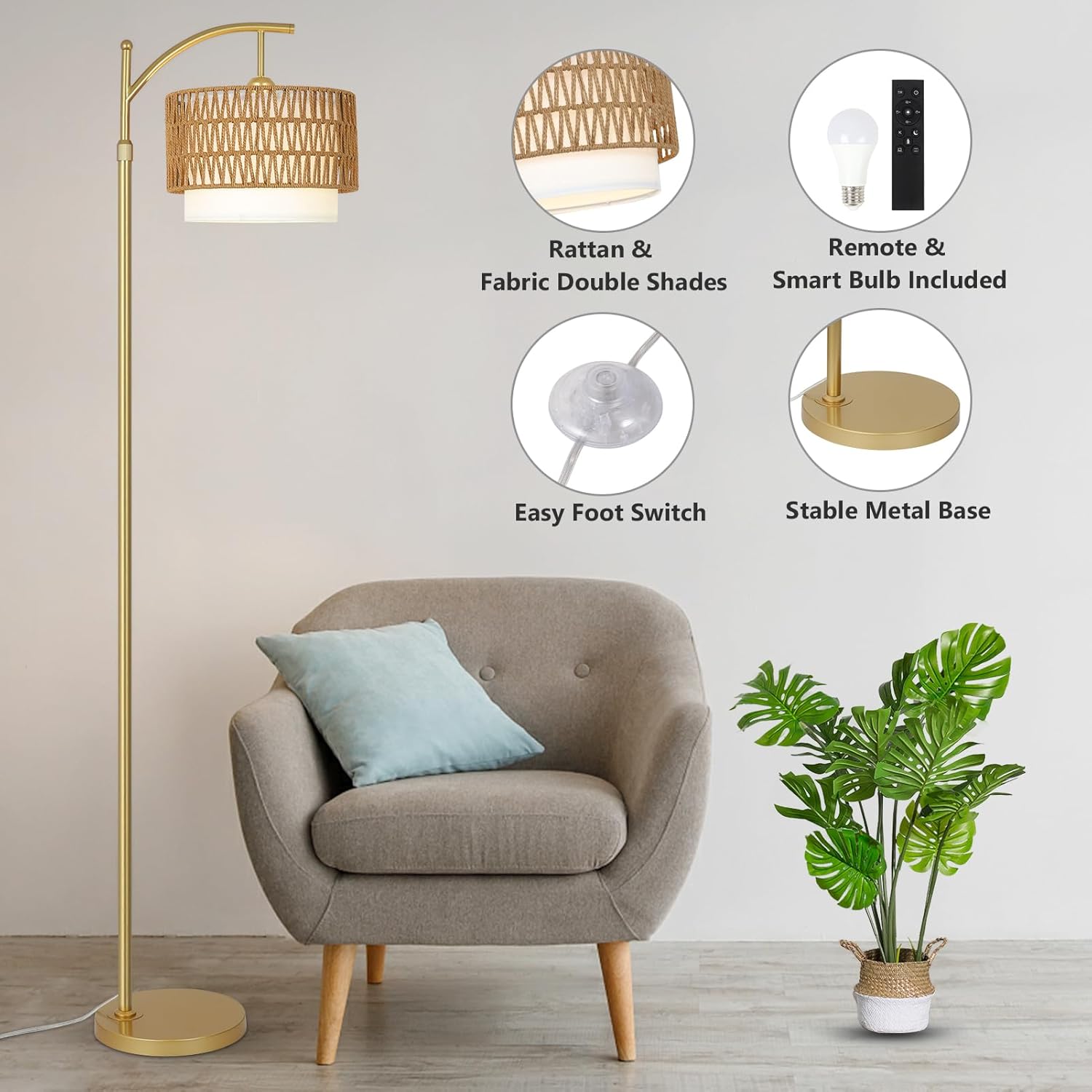 Modern Rattan Floor Lamp