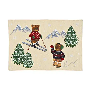 Winter Skiing Bears Decorative Table Mat
