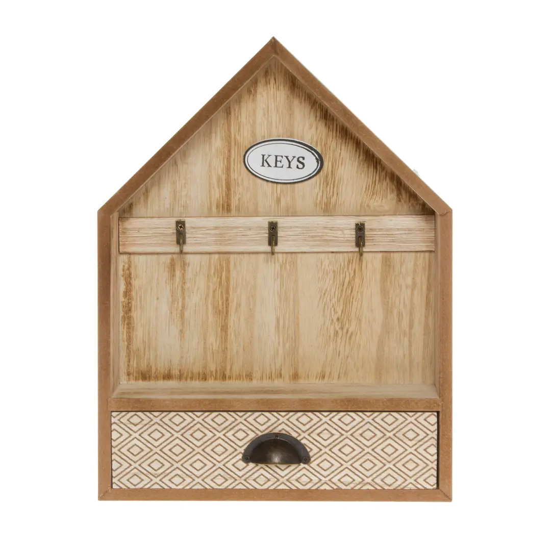 Wooden Key Holder with Drawer