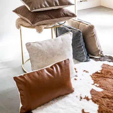 Taupe Faux Leather Cushion 