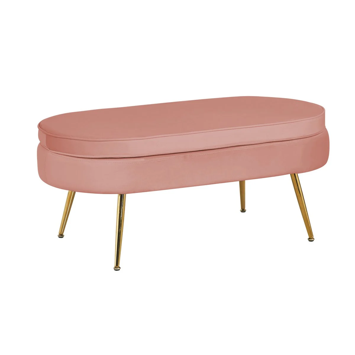 Pink Velvet Ottoman Bench