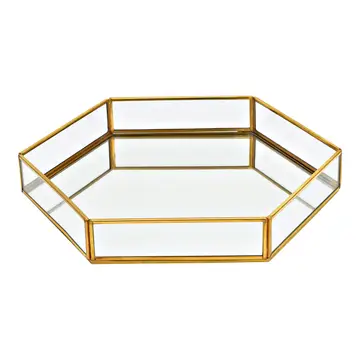Hexagonal Mirrored Decorative Tray