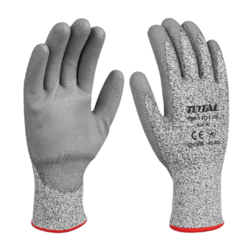 GUANTE POLYESTER XL ANTICORTE CON RECUBRIMIENTO DE PU INDUSTRIAL SUPER TOTAL
