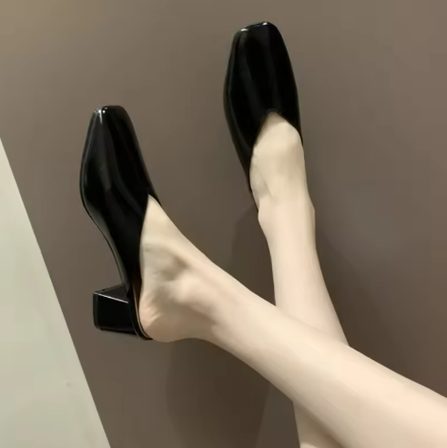 Black Heeled Mules