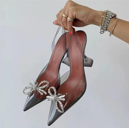 Transparent Heels with Bow Detailing
