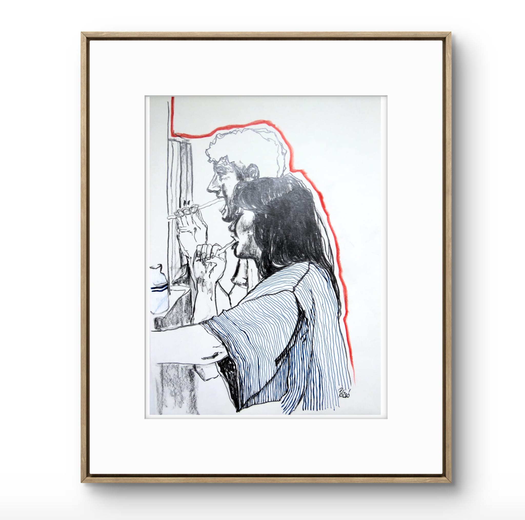 "Le rituel du matin" A5 Print (Mounted A4)