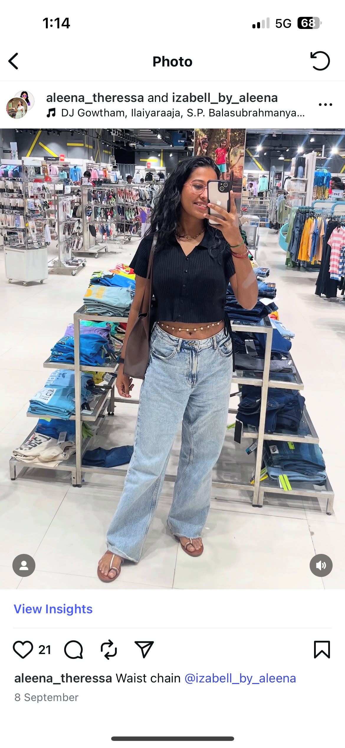 Pearl double layer waist chain 