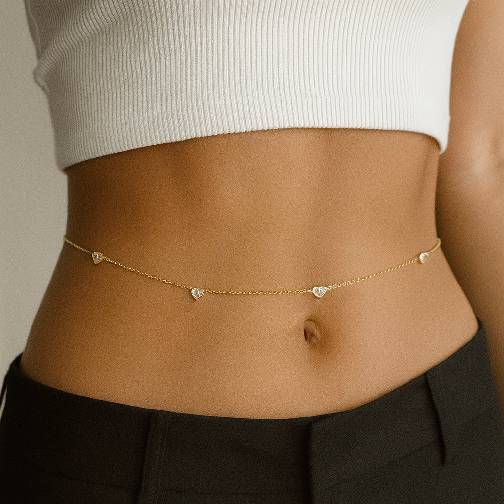 Simple heart waist chain