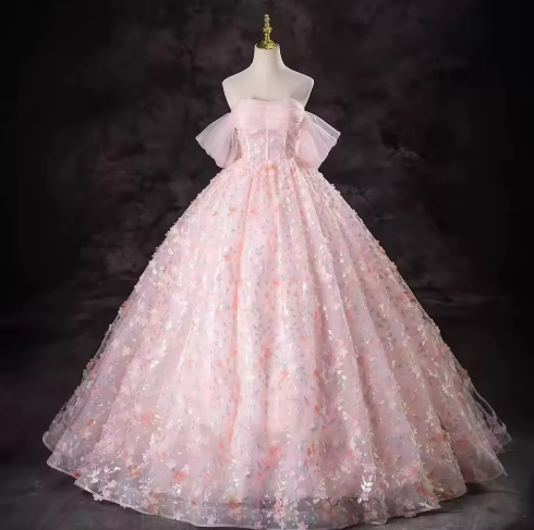 Elegant Pink Ball Gown