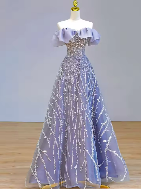 Elegant Lavender Evening Gown