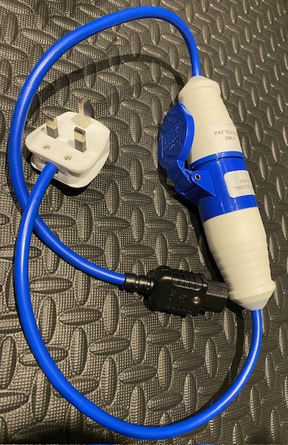 PAT testing adaptor set - 230v 16A blue plug and socket set