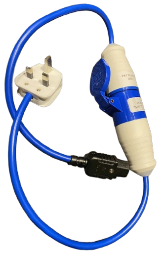 PAT testing adaptor set - 230v 16A blue plug and socket set