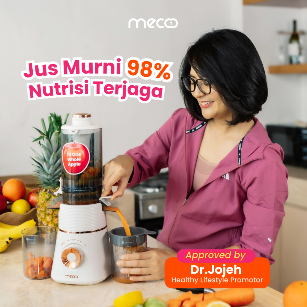 Mecoo Aesthetic Slow Juicer Extra Big Mouth Easy Juice Filter-Free Easy Clean 100 Low Watt MC6002