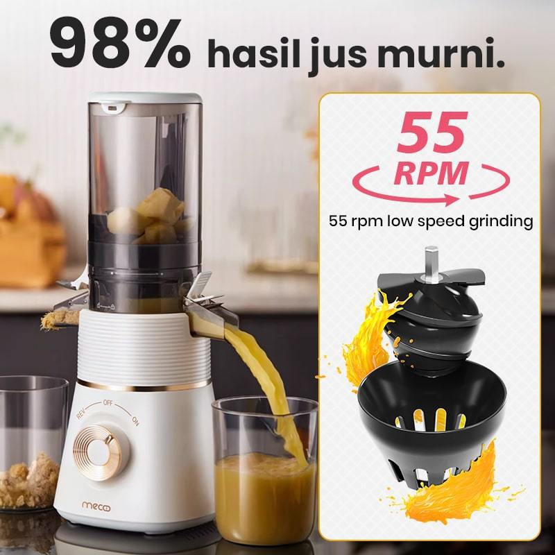 Mecoo Aesthetic Slow Juicer Extra Big Mouth Easy Juice Filter-Free Easy Clean 100 Low Watt MC6002