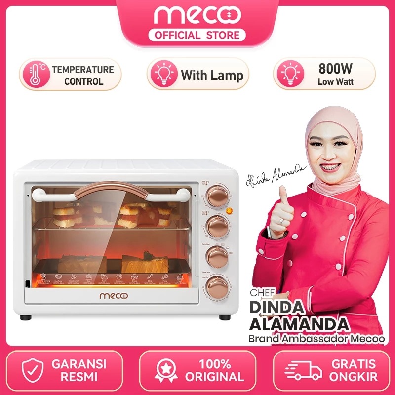 MECOO Aesthetic Electric Oven 22 Liter | Oven Listrik Low Watt 400-800W Pemanggang Kue Garansi Resmi