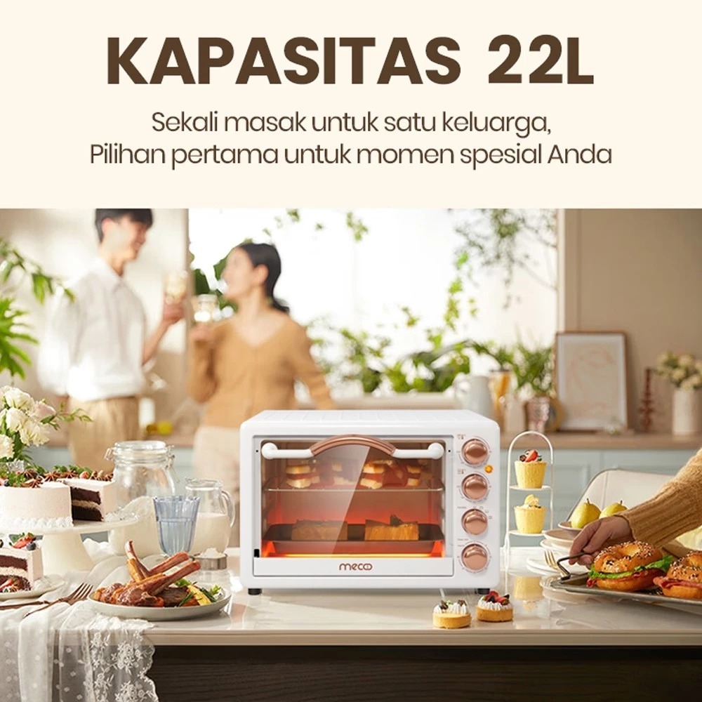 MECOO Aesthetic Electric Oven 22 Liter | Oven Listrik Low Watt 400-800W Pemanggang Kue Garansi Resmi