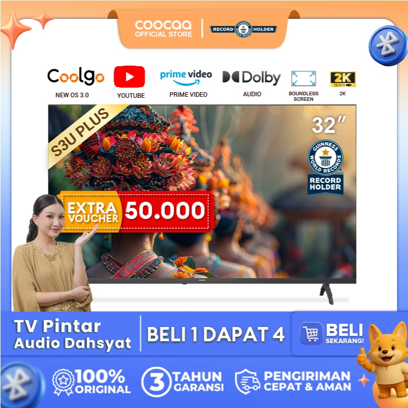 COOCAA Smart TV 32 Inch 32S3U / 32S3U Plus | Digital TV DVB-T2 | Coolita OS | Dolby Audio | Low Watt