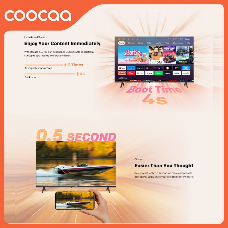COOCAA Smart TV 32 Inch 32S3U / 32S3U Plus | Digital TV DVB-T2 | Coolita OS | Dolby Audio | Low Watt