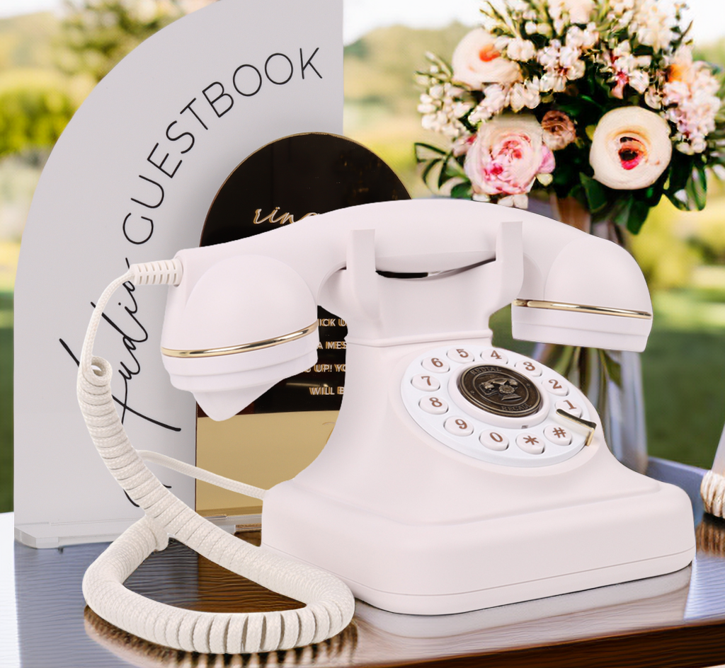 Set Teléfono Vintage blanco y mobiliario 