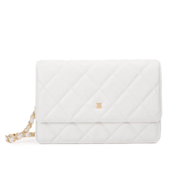 LEATHER QUILTED BAG, OFF WHITE