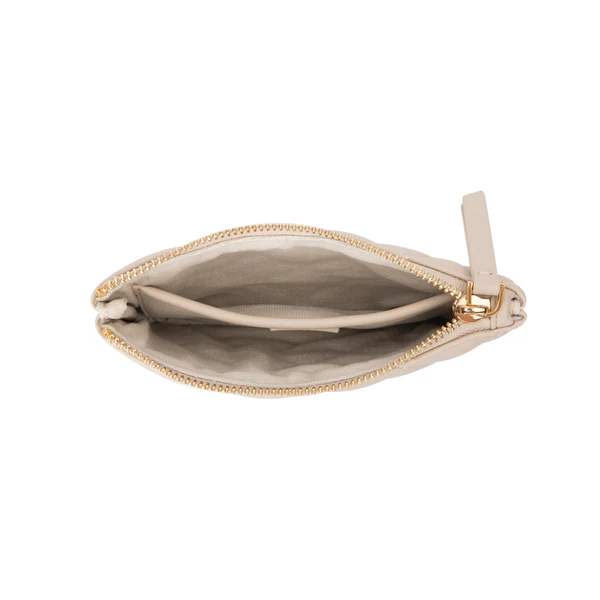 LEATHER QUILTED SMALL POUCH, SAND